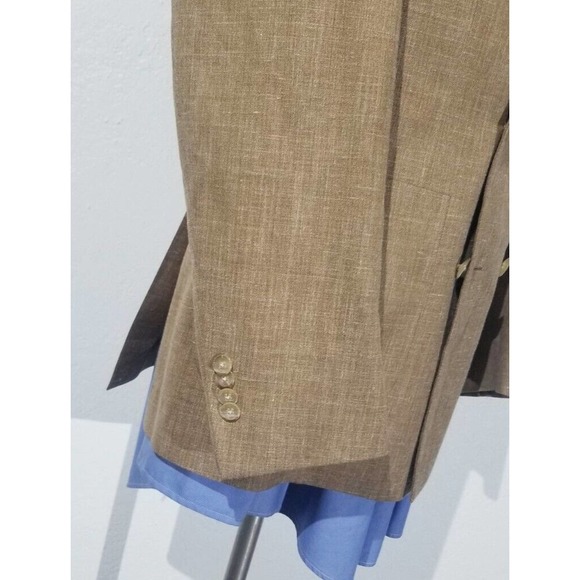 Paul Fredrick 38R Silk Linen Brown Double Breasted Blazer Jacket Sport Coat - Picture 5 of 8